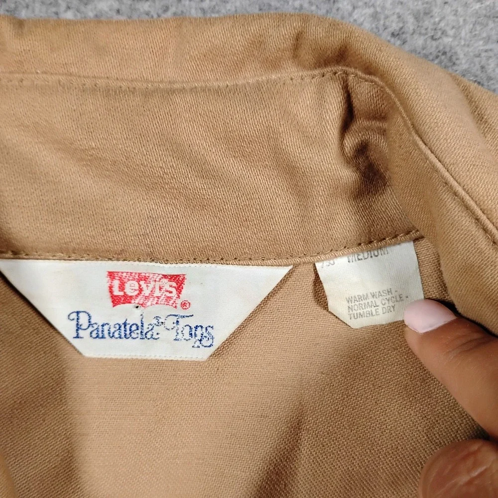 Vintage 70s Levis Panatela Tops Tan Safari Trucker Jacket Mens Medium Beige USA - Picture 3 of 14